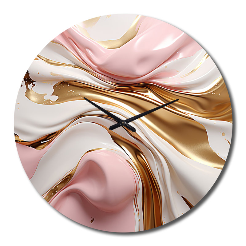 Horloge murale rose et or, Grand