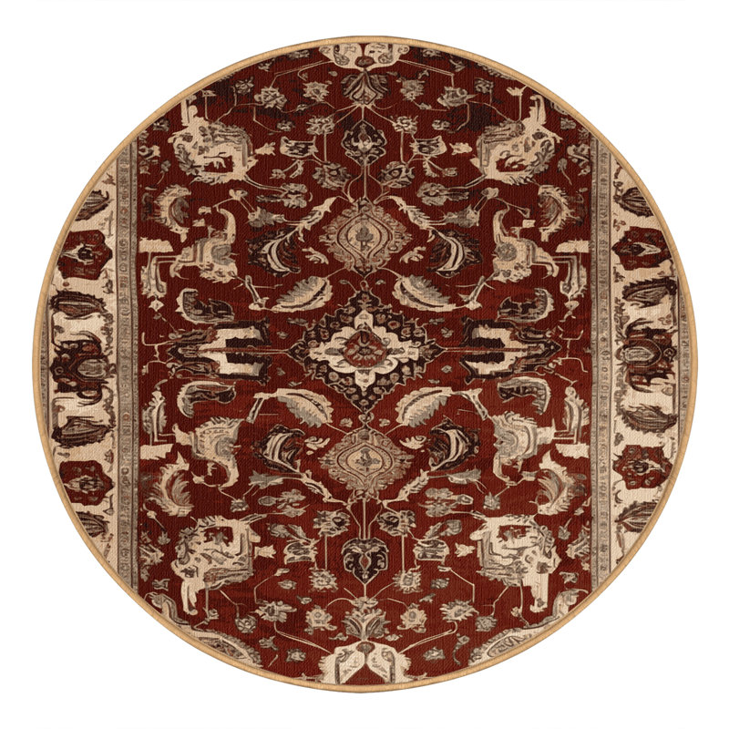 Tapis brun lavable à la machine, Rond 8 pi
