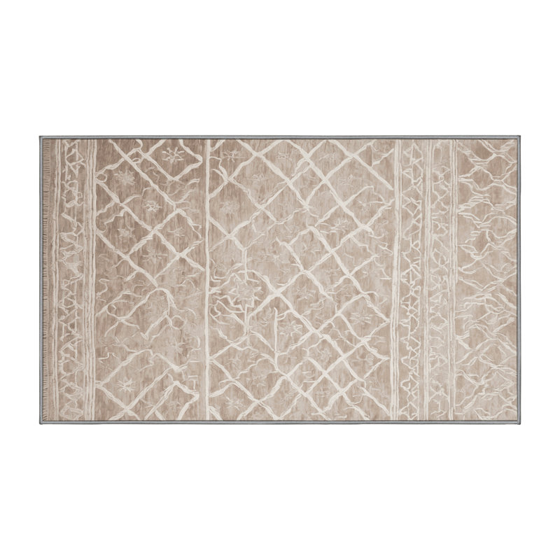 Machine Washable Gray Area Rug, Rectangle 2' x 3'
