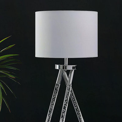 26.25" In Mid Century Birgit Led Acrylic Tapered Legs Silver Metal Table Lamp