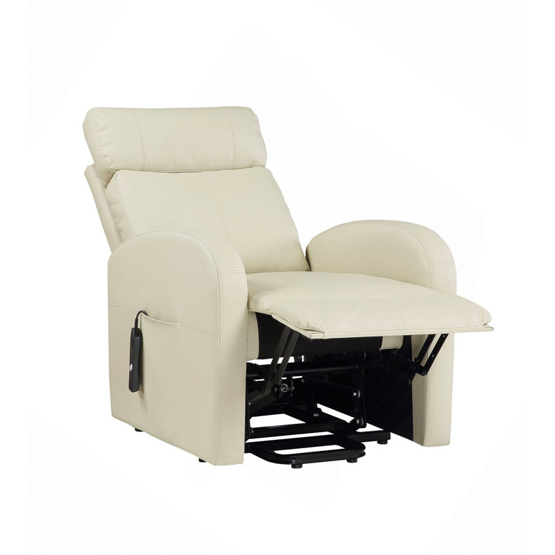 Synthetic Leather Power Motion Recliner W/Lift, Beige