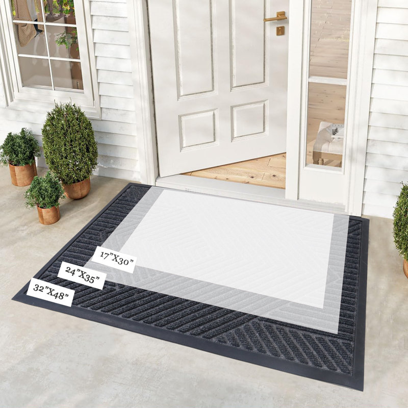 Tapis de porte d'extérieur antidérapant Lodewyk, Noir, L 24 po x L 35 po