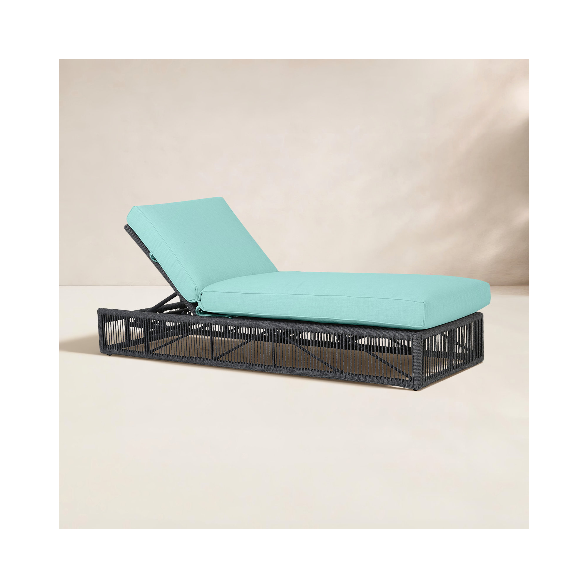 78.25'' Outdoor Olefin Rope Chaise Lounge, Dupione Celeste Sunbrella®