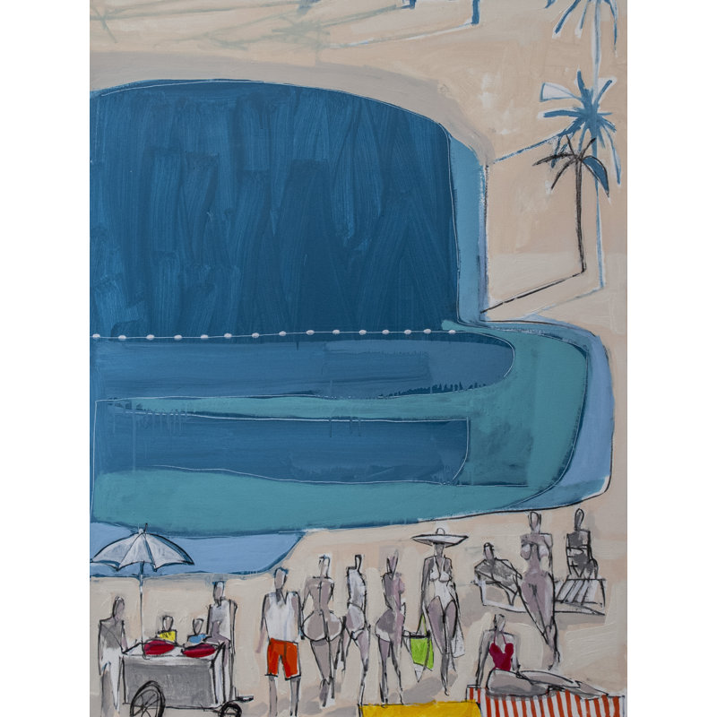 La plage II par Carlos Davila Rinaldi, H 21,25 po x l 17,25 po x P 0,875 po