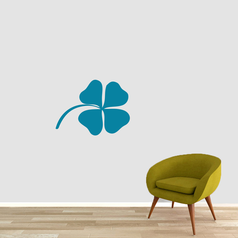 Décalcomanie murale pour trèfle à quatre feuilles Mccloud, Bleu sarcelle