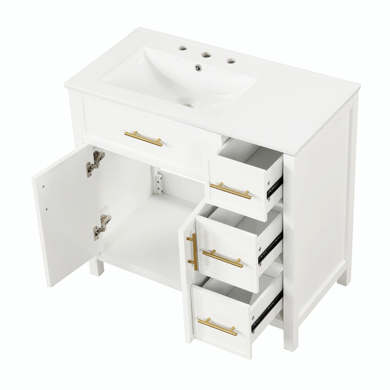 Meuble-lavabo simple 36 po avec plateau en céramique Starlena