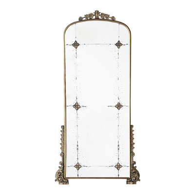 24" X 48.5" Antique Gold Arched Mirror With Metal Frame, Full Length Mirror For Living Room Bathroom Entryway