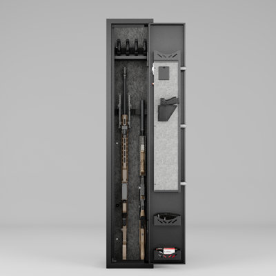 Gun Safe with 180-Degree Door for 2 Rifles & Pistols, Digital Electronic Safe with Removable Shelf, Pistol Rack & Ammo Storage