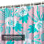 Pink Green White Floral Summer Hipster Shower Curtain with 12 Hooks-1184938154