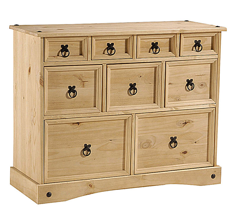 Dean Solid Wood 102cm W 9 - Drawer Chest of Drawers