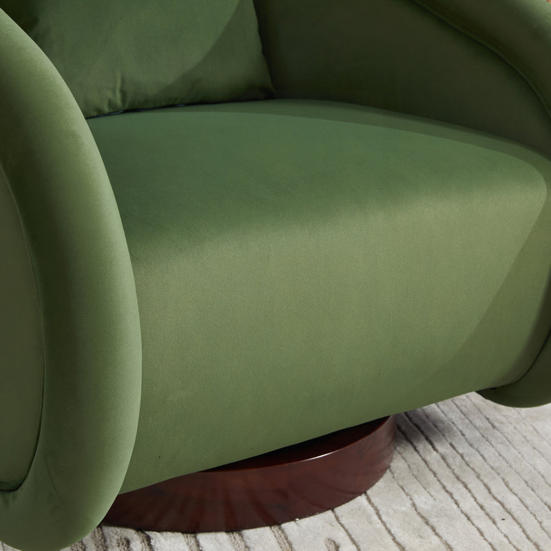 Fauteuil d'appoint pivotant en velours Leda, Green