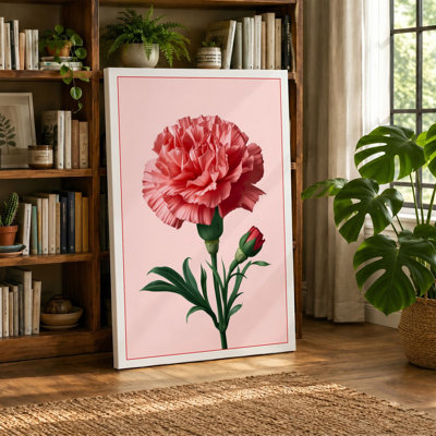Pink Carnation Botanical - Wrapped Canvas