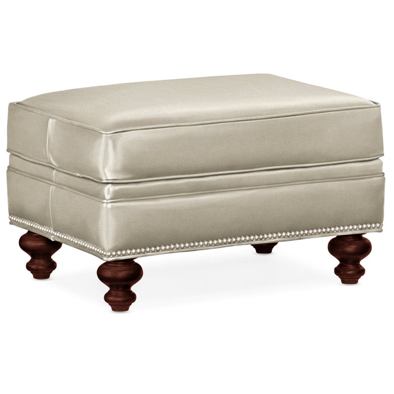 West Ottoman, Anilina Hunter Genuine Leather, Mahogany, Pewter