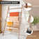 Solid Wood Blanket Ladder Shelf With 6-Layer Rustic Farmhouse Design For Living Room And Bathroom Organization
