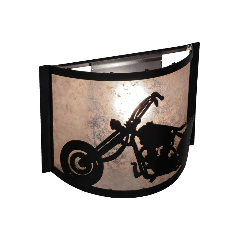 Road Warrior Black Motorcycle Accented Dimmable Sconce