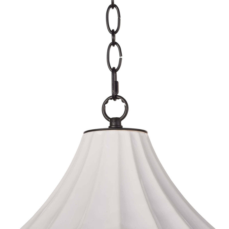 White Ceramic Scallop Empire Shade Pendant Light