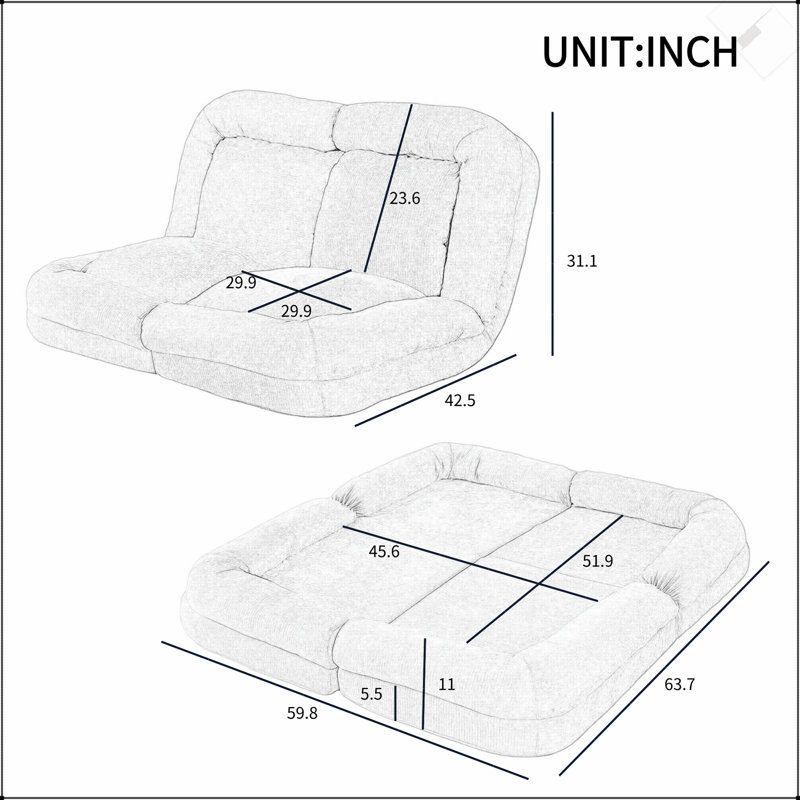 Canapé-lit convertible simple pliable, gris, avec 18 positions réglables pour un confort ultime et une efficacité d'espace