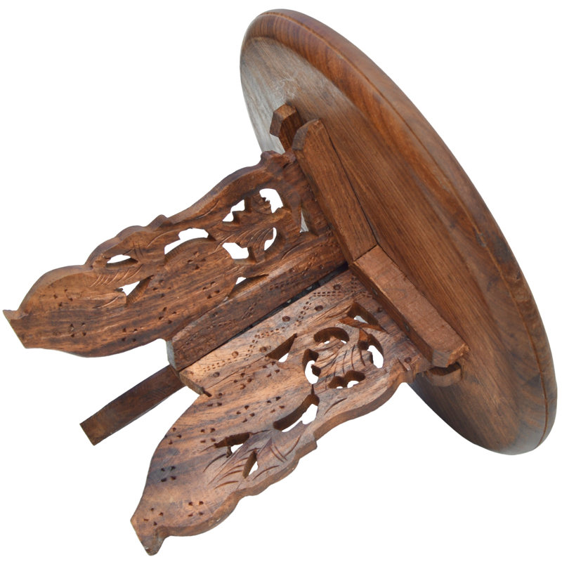 Mid 20th Century Hand-carved & Inlaid Anglo-indian Accent Table