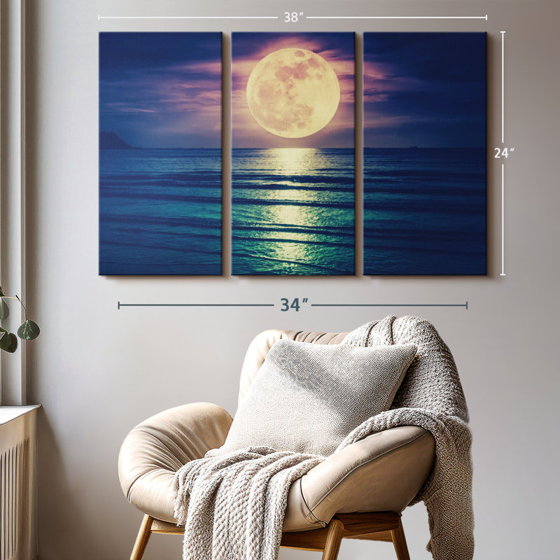 «Lune jaune» 3 pièces, H 24 po x l 38 po x P 1,25 po