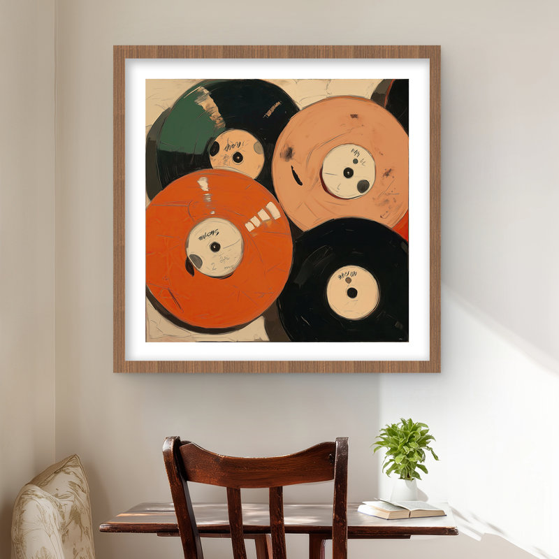 Vinyle - reproduction musicale matte encadrée noire pour la décoration intérieure, H 24 po x l 24 po