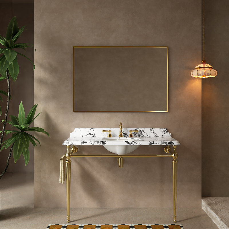 Console de lavabo pour salle de bain 48 pouces Panda, Doré, L 48 po