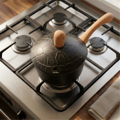 DEORS Titanium-Rock Nonstick Coating Saucepan(2.8qt) with Lid, Bionic Turtle Design Small Milk Pot, Non-Toxic PFAS & PFOA Free Soup and Sauce Pan