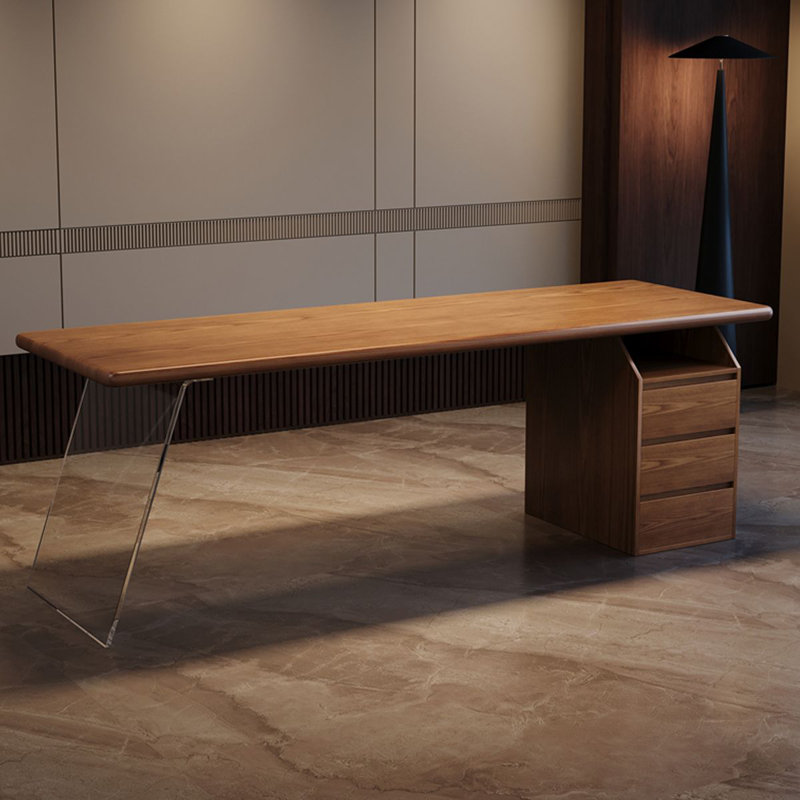 Nut-brown Rectangular Solid Wood with 3 drawers Executive Desk, Office desk, 29.53" H x 62.99" W x 23.62" D
