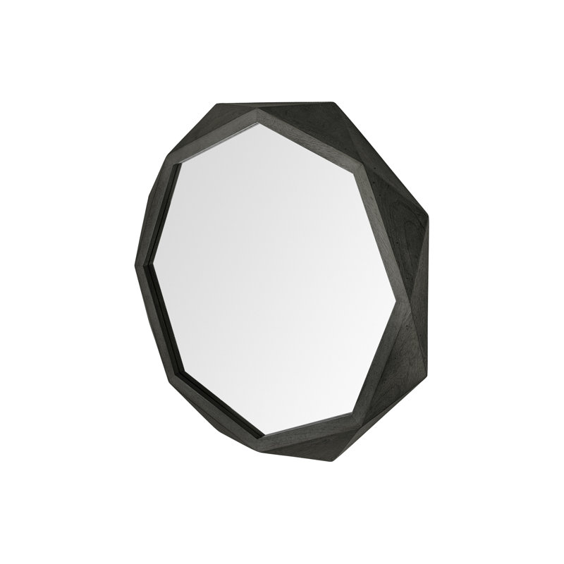 Miroir biseauté moderne et contemporain Cailani, Noir, 32 po x 32 po