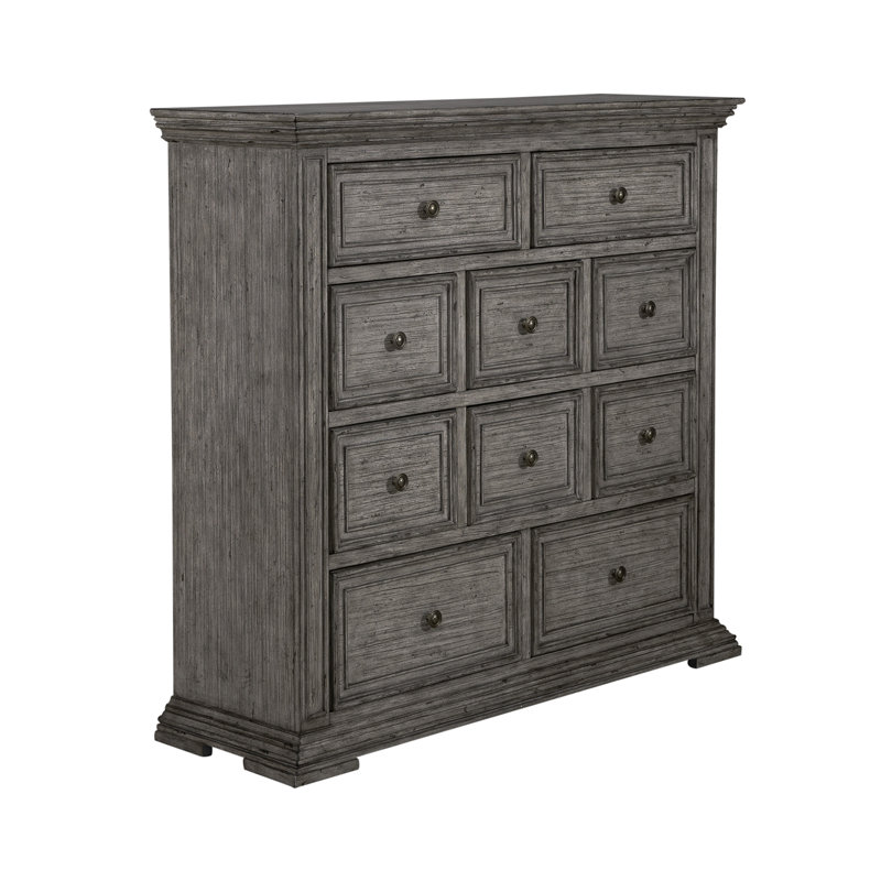 Temple Cloud 10 Drawer Dresser w/ Lined Interior, Gray