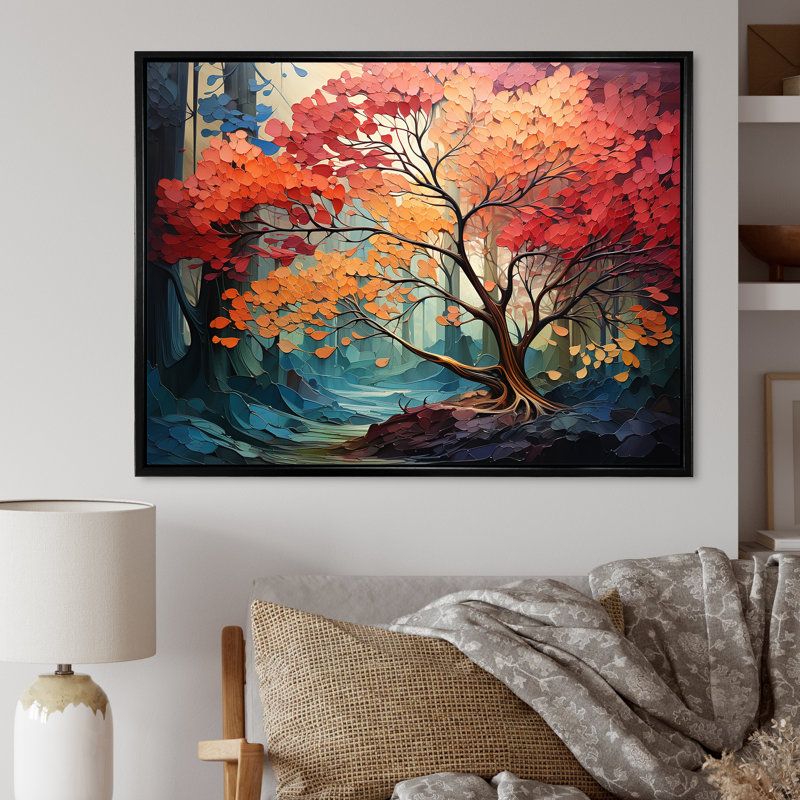 Expressionniste de l'arbre Raimbow I, Cadre flottant noir, H 12 po x l 20 po x P 1 po