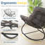 Chaise berçante avec repose-pieds, repose-pieds et coussins en osier gris foncé-129339059