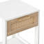 Table de bout 15,75 "en rotin avec tiroir - Table de chevet moderne, table d'appoint pour le salon et la chambre à coucher, blanc