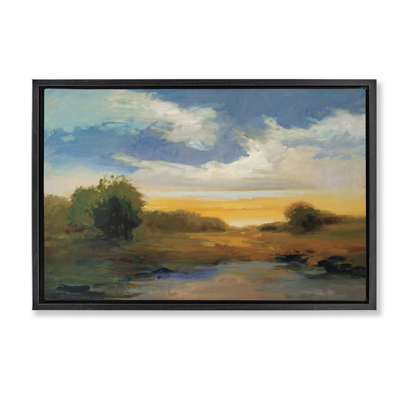 Cadre flottant Charismatic Clouds Sunset, design par Vicki McMurry, Cadre flottant noir de jais, H 17 po x l 25 po