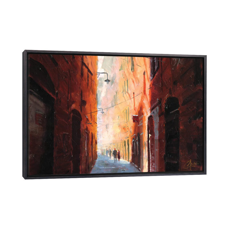«Italian Street on a Cool Après-midi» par Christopher Clark, reproduction d'art, H 26 po x l 40 po x P 1,5 po