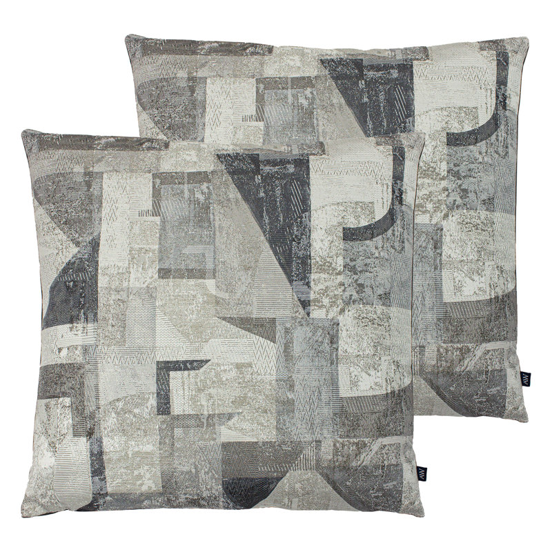 Geometric Square Cushion, Sunstone/Terracotta, Polyester