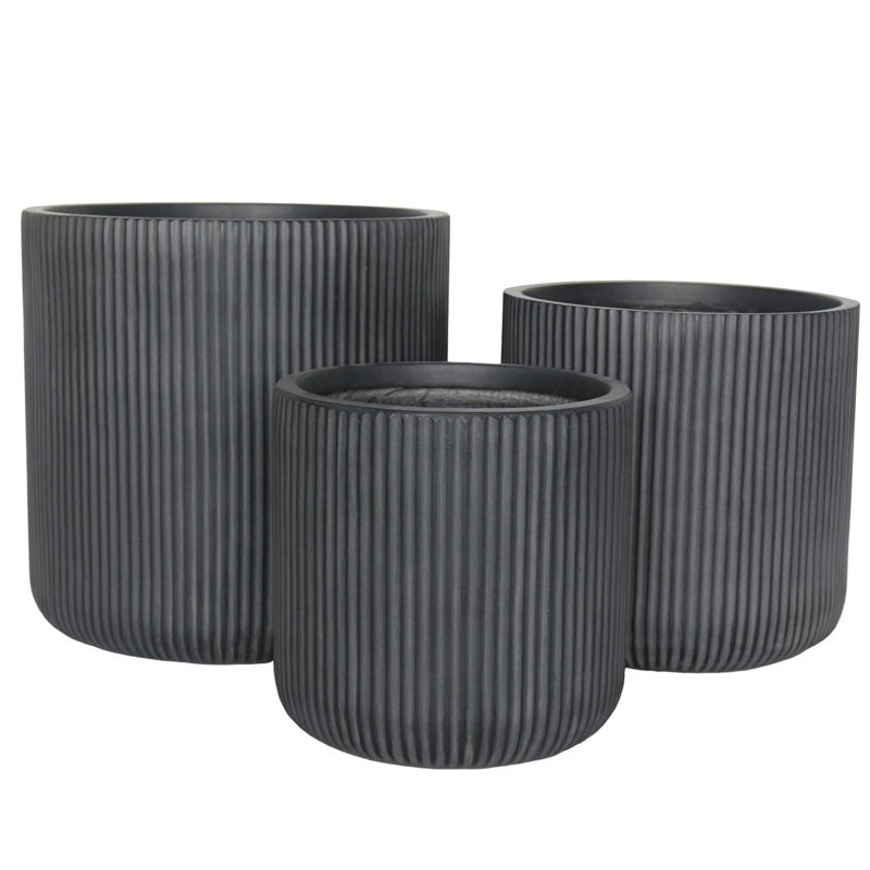 Ribbed Round Planter By Idealist Lite, 37cm H x 36.5cm W x 36.5cm D