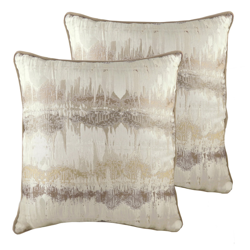 Inca Abstract Square Cushion, Cream/Mocha, 56cm H x 56cm W x 4cm D, Feathers