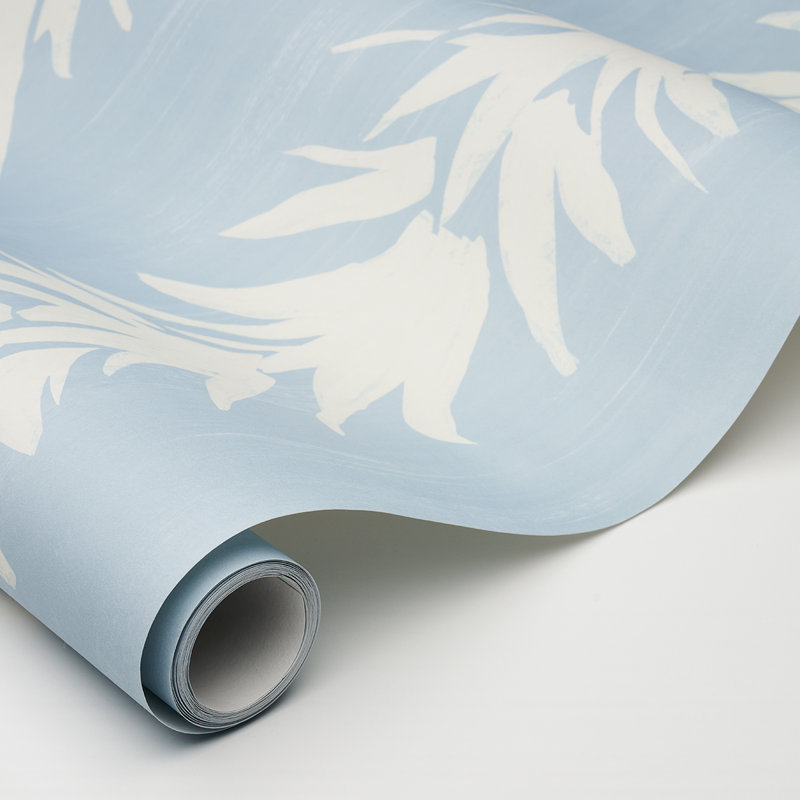 Schumacher x Backdrop White Lotus Wallpaper, Soft Blue, Non-Woven
