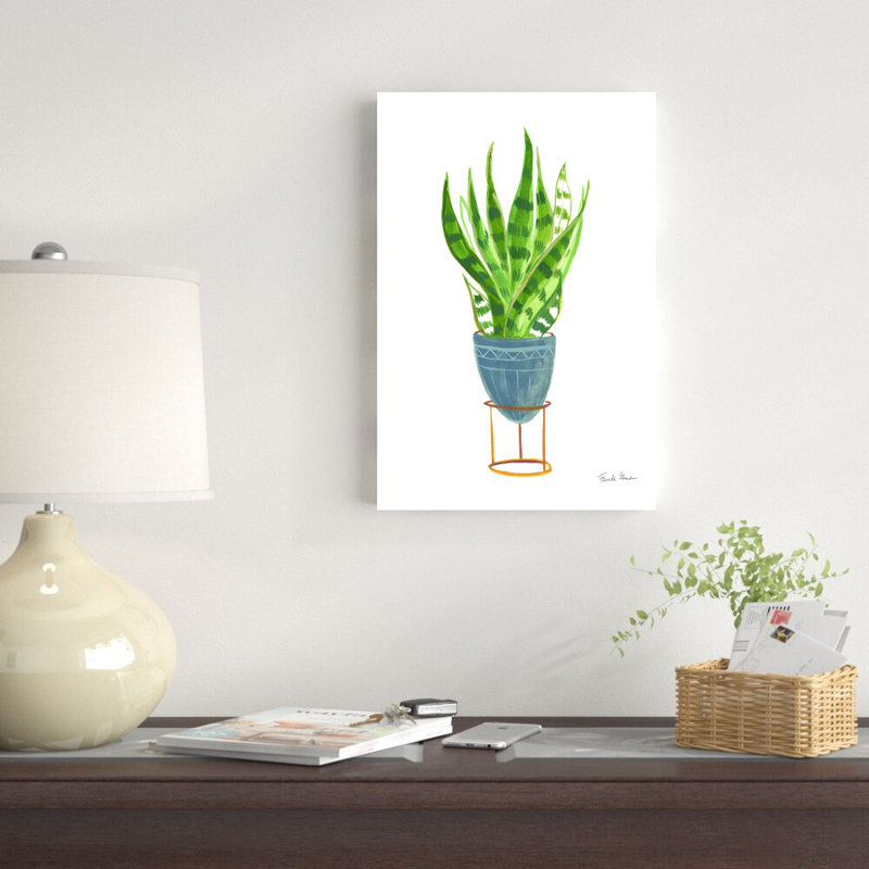 «Green House Plants IV» par Farida Zaman - peinture sur toile tendue, H 18 po x l 12 po x P 1,25 po
