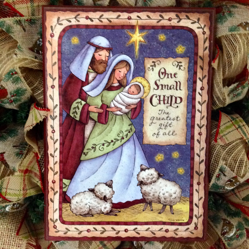Christmas Religious Wreath One Small Child