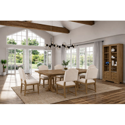 Ensemble de salle à manger extensible avec chaises rembourrées 7 pièces Deemston - Anacardier