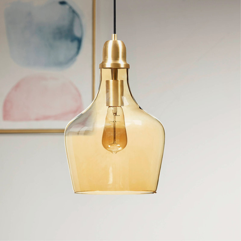 Luminaire suspendu en forme de cloche Auburn, Jaune, H 95,5 po x l 9 po x P 9 po