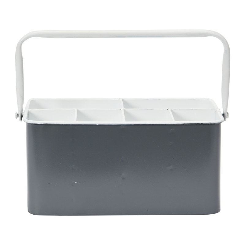 Baylie Rectangle Flatware Caddy, Gray/White