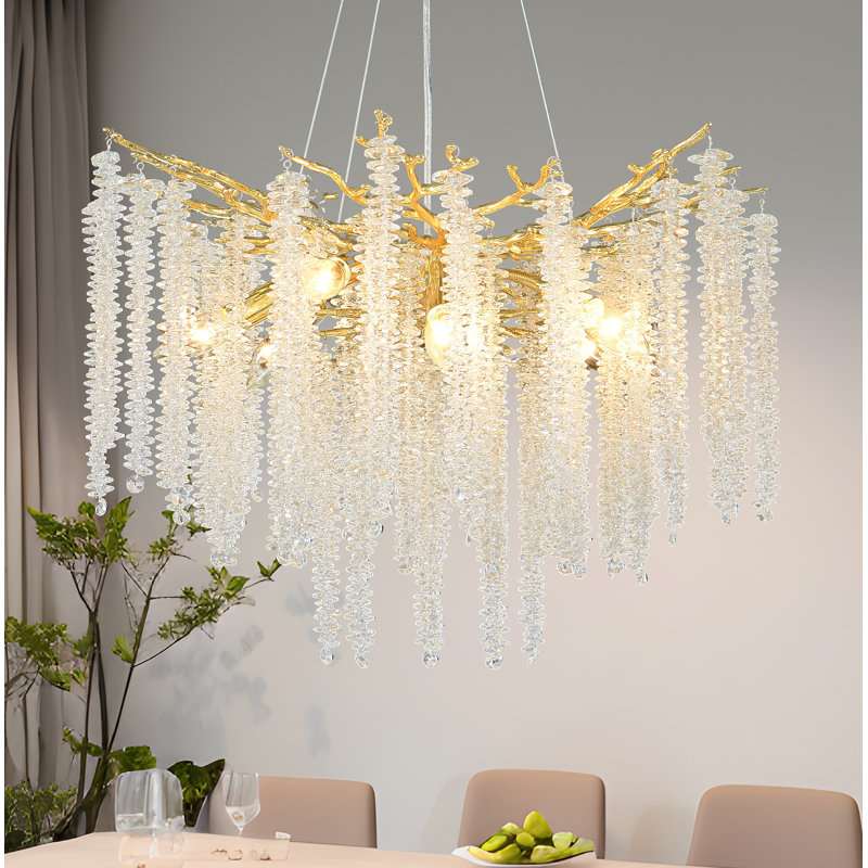 Luxury Crystal Chandelier, Unique Tree Branch Chandeliers Dimmable For Dining Room Kitchen Island Living Room Foyer, Gold