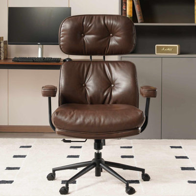 Ergonomic Executive Office Chair, Extra Wide Tufted Seat, High Back Reclining Desk Chair with Lumbar Support, Swivel & Cloud-Like Comfort