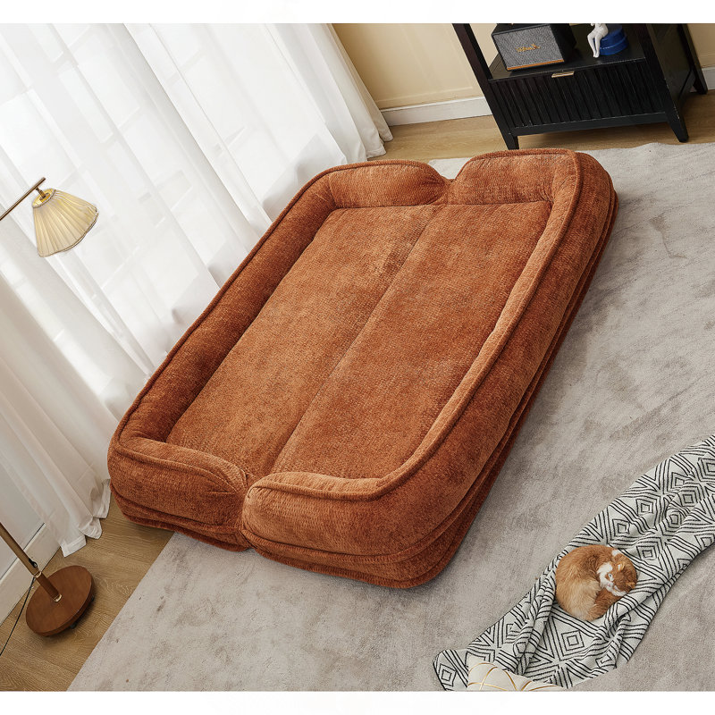 Lit double polyvalent pour personnes et animaux, causeuse paresseuse avec fonction 2 en 1, 5 positions réglables pour un confort et une détente ultimes