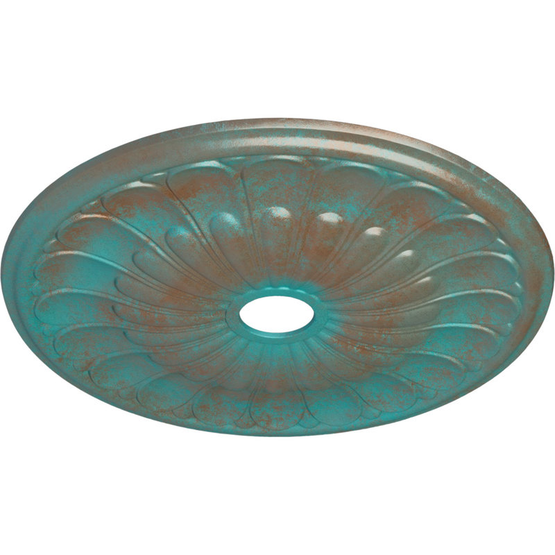 Médaillon de plafond Endurathane Neuveau, 24 1/4 po de diamètre extérieur x P 2 po (convient aux auvents jusqu'à 6 3/8 po), finition laiton peint à la main