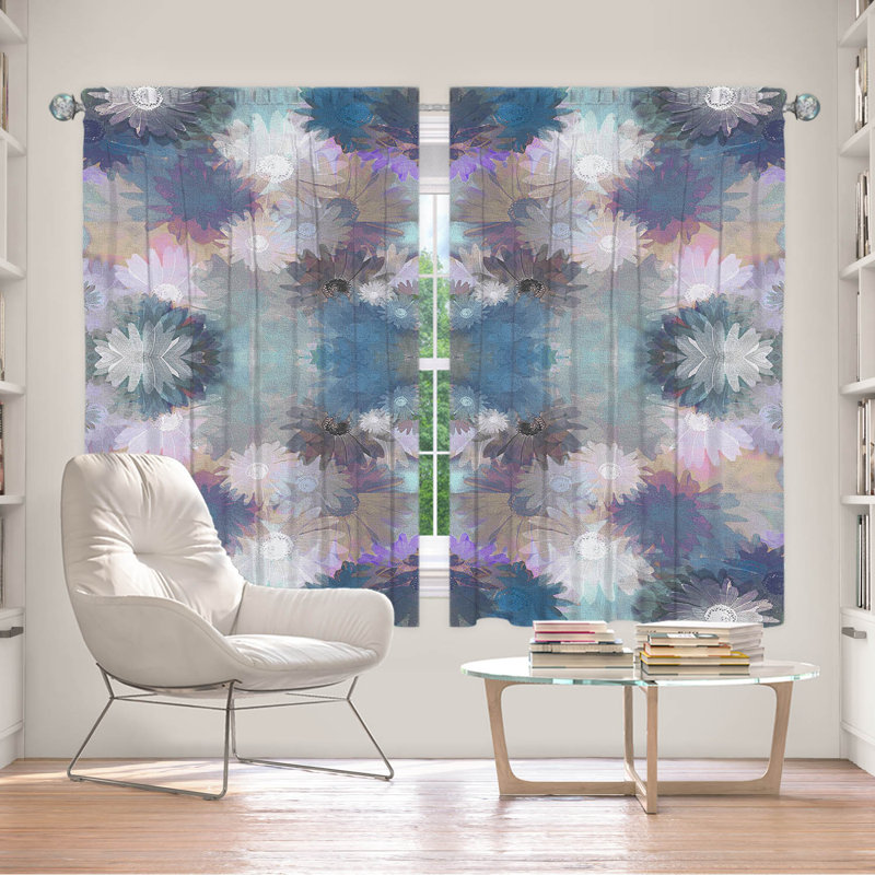 Galyna Room Darkening Curtain Pair, 40" W x 61" L, Purple/Blue/White