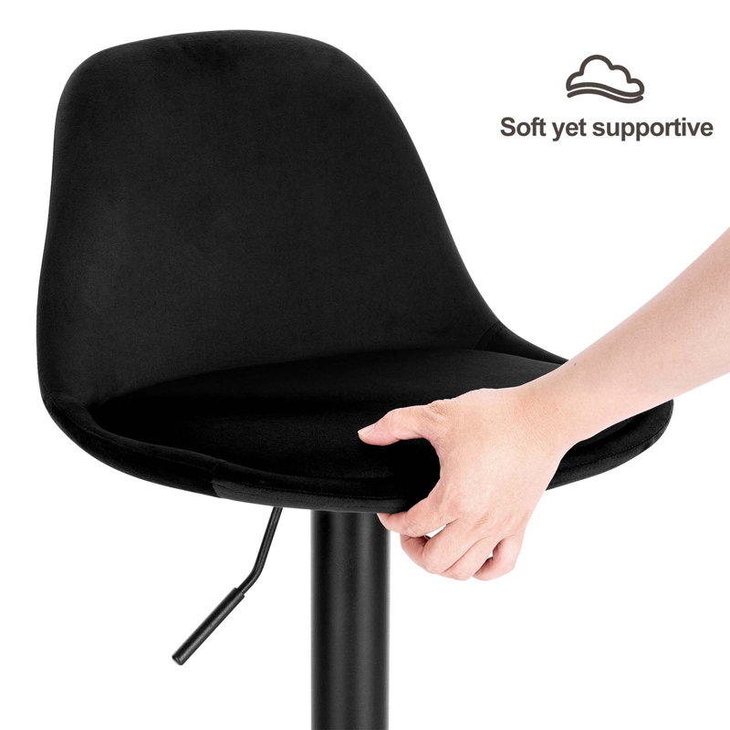 Kovary Swivel Upholstered Adjustable Height Counter Stool with Metal Frame, Black