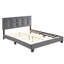 Mobilier de chambre à coucher grand lit en bois massif, revêtement en velours gris foncé, lit plateforme réglable avec tête de lit, velours, structure-579290150-579290151